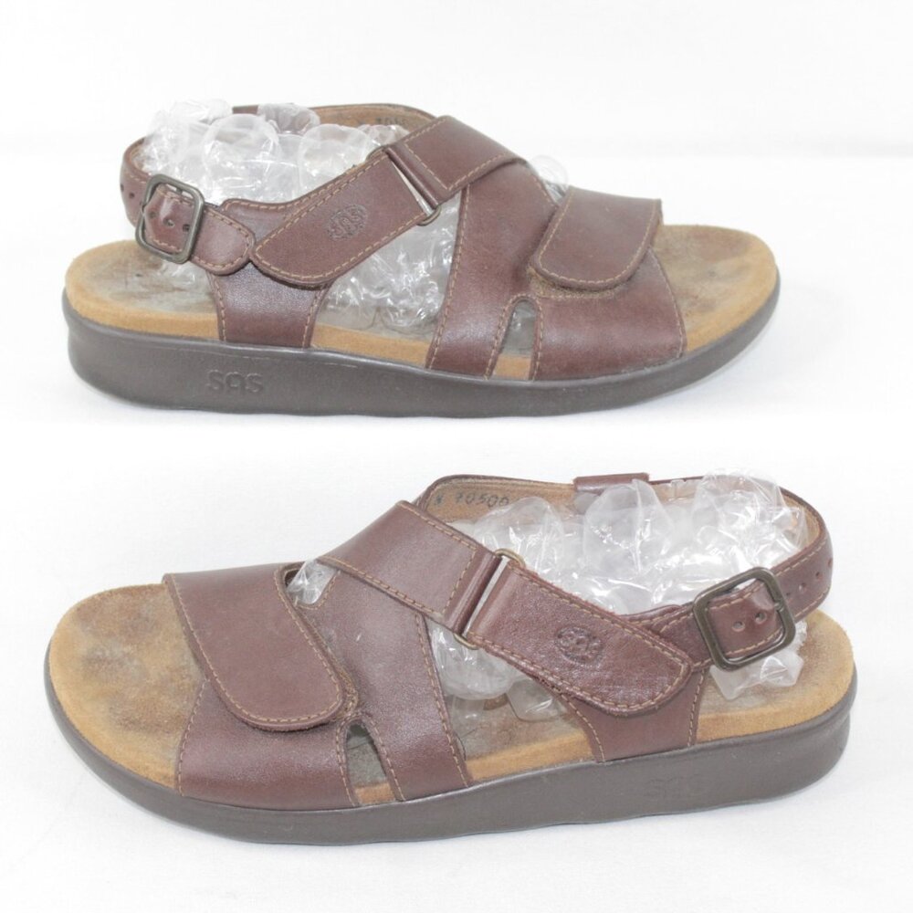 SAS #70500139 Huggy Slingback Brown Leather Sandals Women's Size 7 1/2 N